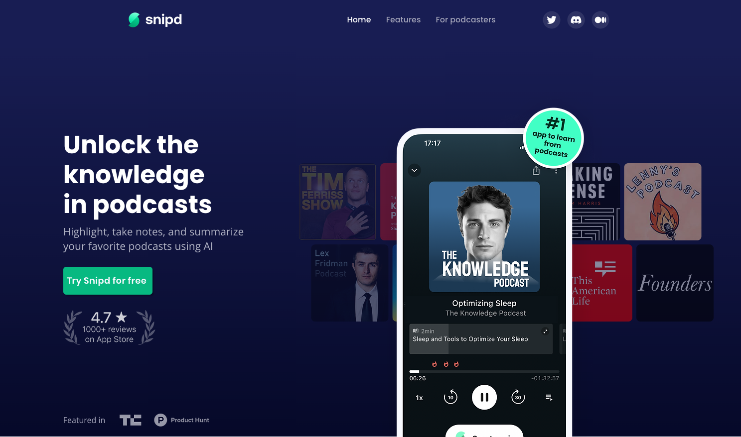 unlock-the-knowledge-in-podcasts--snipd.png Website Screenshot